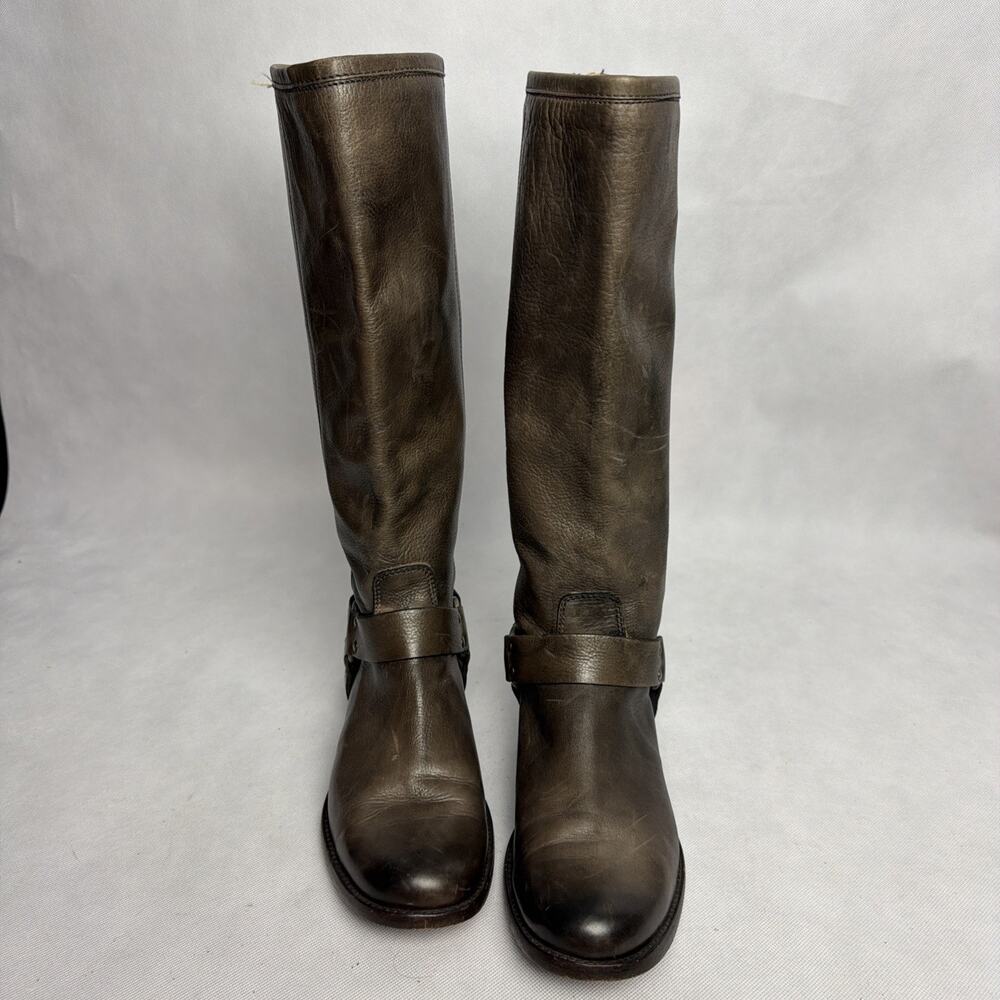 Frye Phillip Harness Tall Women's Leather Boots, Dark Brown, Size 7.5B - Picture 7 of 12